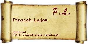 Pinzich Lajos névjegykártya